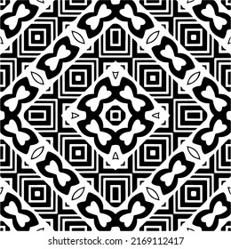 Abstract geometric seamless pattern.  Black and white vector background. black mandala.
