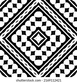 Abstraktes geometrisches nahtloses Muster.  Schwarz-weißer Vektorhintergrund. schwarze Mandala.
