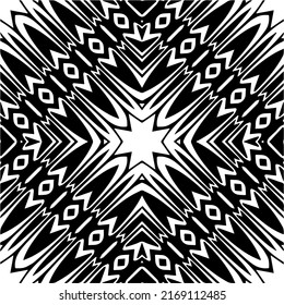 Abstract geometric seamless pattern.  Black and white vector background. black mandala.

