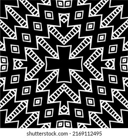 Abstract geometric seamless pattern.  Black and white vector background. black mandala.
