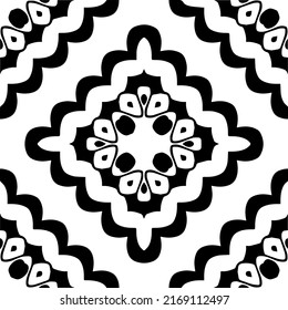 Resumen del patrón geométrico sin costuras.  Fondo vectorial blanco y negro. mandala negra.
