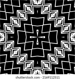Abstract geometric seamless pattern.  Black and white vector background. black mandala.
