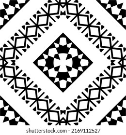 Resumen del patrón geométrico sin costuras.  Fondo vectorial blanco y negro. mandala negra.

