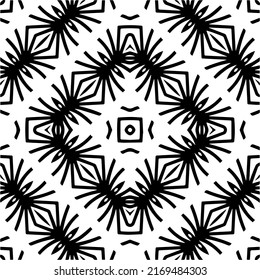 Abstract geometric seamless pattern.  Black and white vector background. black mandala.