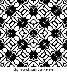 Abstract geometric seamless pattern.  Black and white vector background. black mandala.