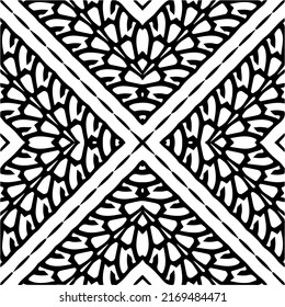 Abstract geometric seamless pattern.  Black and white vector background. black mandala.