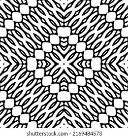 Abstract geometric seamless pattern.  Black and white vector background. black mandala.