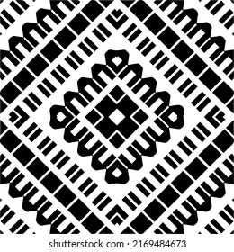 Resumen del patrón geométrico sin costuras.  Fondo vectorial blanco y negro. mandala negra.