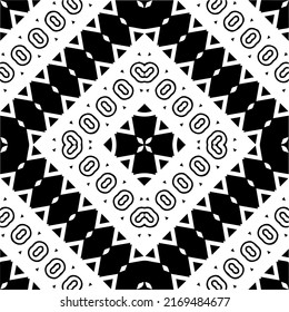Resumen del patrón geométrico sin costuras.  Fondo vectorial blanco y negro. mandala negra.