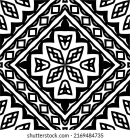 Abstract geometric seamless pattern.  Black and white vector background. black mandala.
