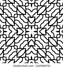 Abstract geometric seamless pattern.  Black and white vector background. black mandala.