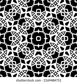 Abstract geometric seamless pattern.  Black and white vector background. black mandala.