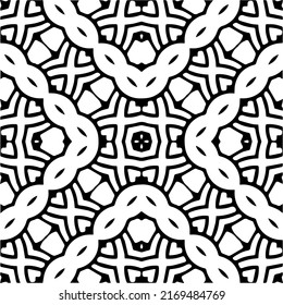 Abstract geometric seamless pattern.  Black and white vector background. black mandala.