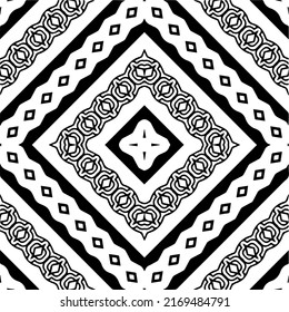 Abstract geometric seamless pattern.  Black and white vector background. black mandala.