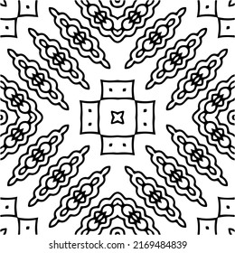 Abstract geometric seamless pattern.  Black and white vector background. black mandala.