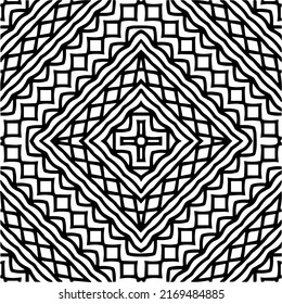 Abstraktes geometrisches nahtloses Muster.  Schwarz-weißer Vektorhintergrund. schwarze Mandala.