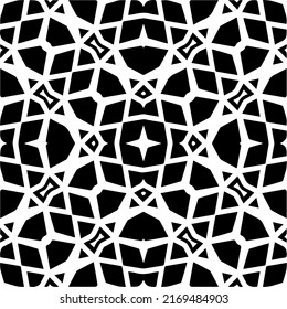 Resumen del patrón geométrico sin costuras.  Fondo vectorial blanco y negro. mandala negra.