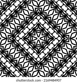Abstract geometric seamless pattern.  Black and white vector background. black mandala.