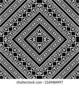 Abstract geometric seamless pattern.  Black and white vector background. black mandala.