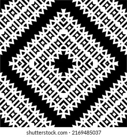 Abstract geometric seamless pattern.  Black and white vector background. black mandala.