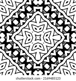 Abstract geometric seamless pattern.  Black and white vector background. black mandala.