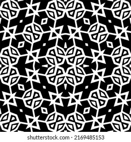 Abstract geometric seamless pattern.  Black and white vector background. black mandala.