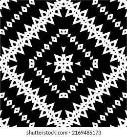 Resumen del patrón geométrico sin costuras.  Fondo vectorial blanco y negro. mandala negra.