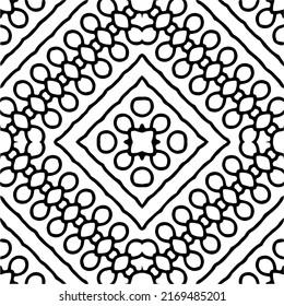 Abstract geometric seamless pattern.  Black and white vector background. black mandala.