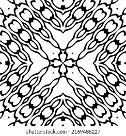 Abstract geometric seamless pattern.  Black and white vector background. black mandala.