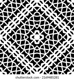 Abstraktes geometrisches nahtloses Muster.  Schwarz-weißer Vektorhintergrund. schwarze Mandala.