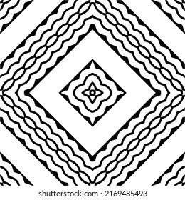 Resumen del patrón geométrico sin costuras.  Fondo vectorial blanco y negro. mandala negra.