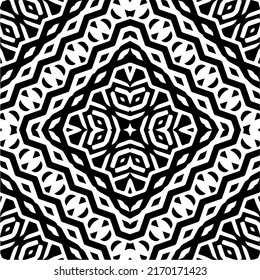 Abstract geometric seamless pattern.  Black and white vector background. monochrome mandala.