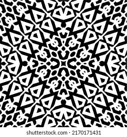 Abstract geometric seamless pattern.  Black and white vector background. monochrome mandala.