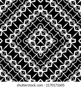 Abstract geometric seamless pattern.  Black and white vector background. monochrome mandala.