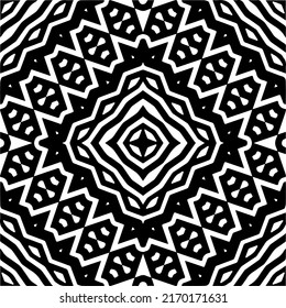 Abstract geometric seamless pattern.  Black and white vector background. monochrome mandala.
