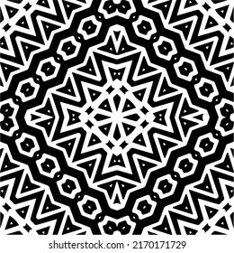 Abstract geometric seamless pattern.  Black and white vector background. monochrome mandala.