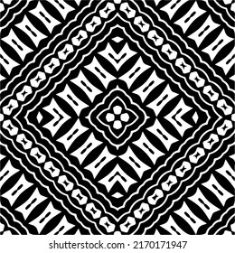 Abstract geometric seamless pattern.  Black and white vector background. monochrome mandala.