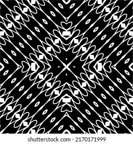 Abstract geometric seamless pattern.  Black and white vector background. monochrome mandala.