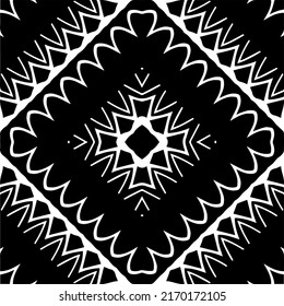 Abstract geometric seamless pattern.  Black and white vector background. monochrome mandala.