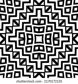 Abstract geometric seamless pattern.  Black and white vector background. monochrome mandala.