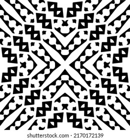 Resumen del patrón geométrico sin costuras.  Fondo vectorial blanco y negro. mandala monocroma.