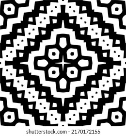 Abstract geometric seamless pattern.  Black and white vector background. monochrome mandala.