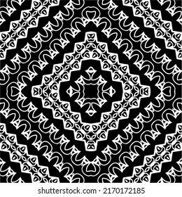 Abstract geometric seamless pattern.  Black and white vector background. monochrome mandala.