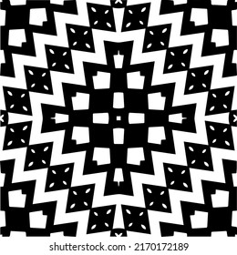Abstract geometric seamless pattern.  Black and white vector background. monochrome mandala.