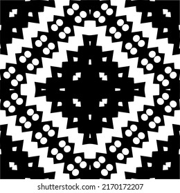 Abstract geometric seamless pattern.  Black and white vector background. monochrome mandala.