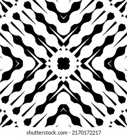 Abstract geometric seamless pattern.  Black and white vector background. monochrome mandala.