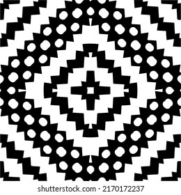 Abstract geometric seamless pattern.  Black and white vector background. monochrome mandala.