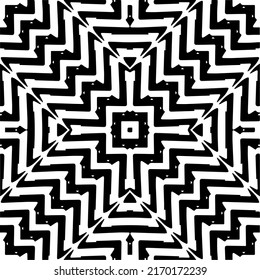 
Abstract geometric seamless pattern.  Black and white vector background. monochrome mandala.
