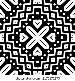 Abstraktes geometrisches nahtloses Muster.  Schwarz-weißer Vektorhintergrund. monochrome Mandala.