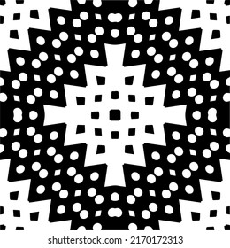 Abstract geometric seamless pattern.  Black and white vector background. monochrome mandala.